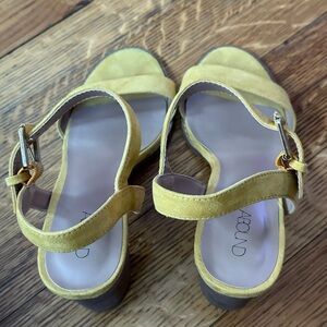 Abound Women's Mustard Yellow and Gold Hardware Chunky Heel Sandals Size 9